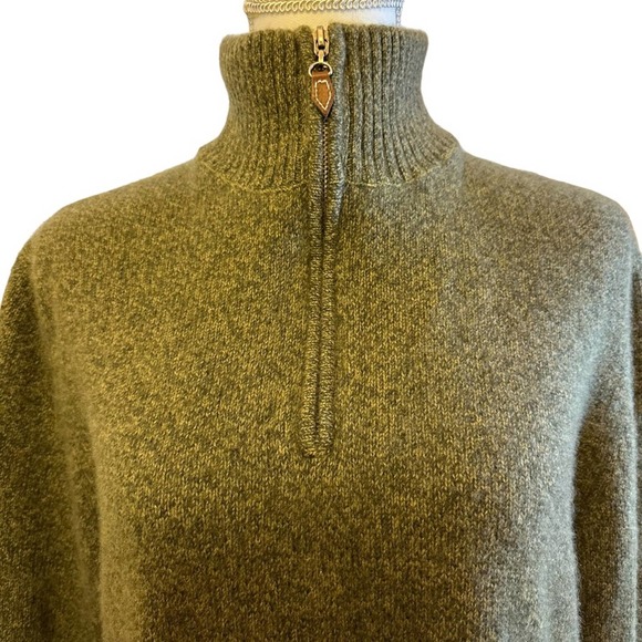 Marshall Fields  - Cashmere heathered green 1/4 zip sweater, men’s size:Large - Picture 3 of 11